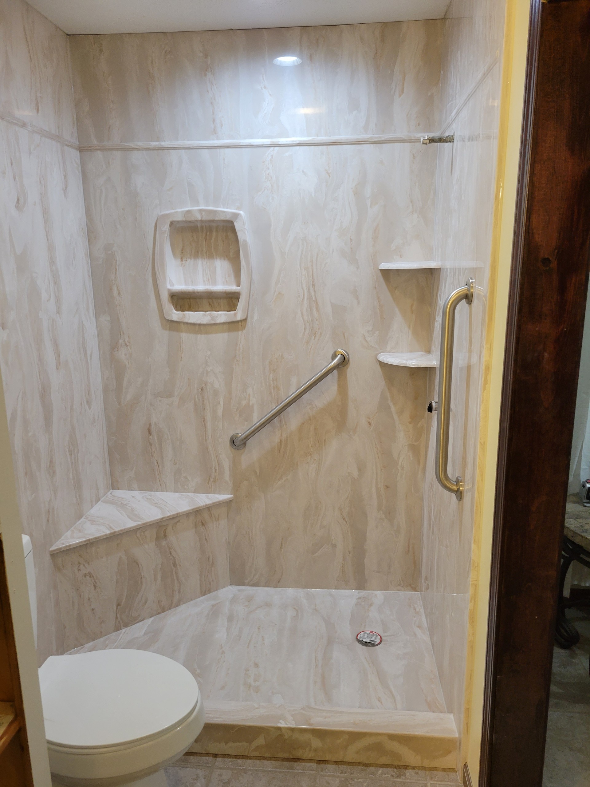 cuktured marble shower bathtub conversion